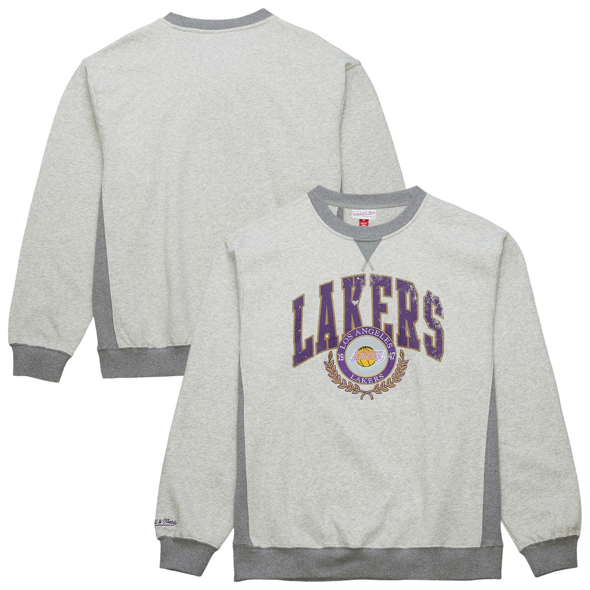 Los Angeles Lakers Vintage Logo Pullover Sweatshirt - Heather Gray | Mitchell & Ness outlet