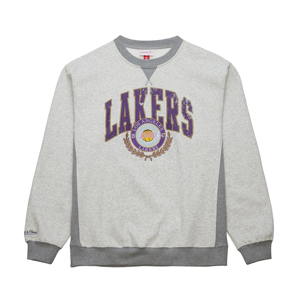 Los Angeles Lakers Vintage Logo Pullover Sweatshirt - Heather Gray | Mitchell & Ness outlet