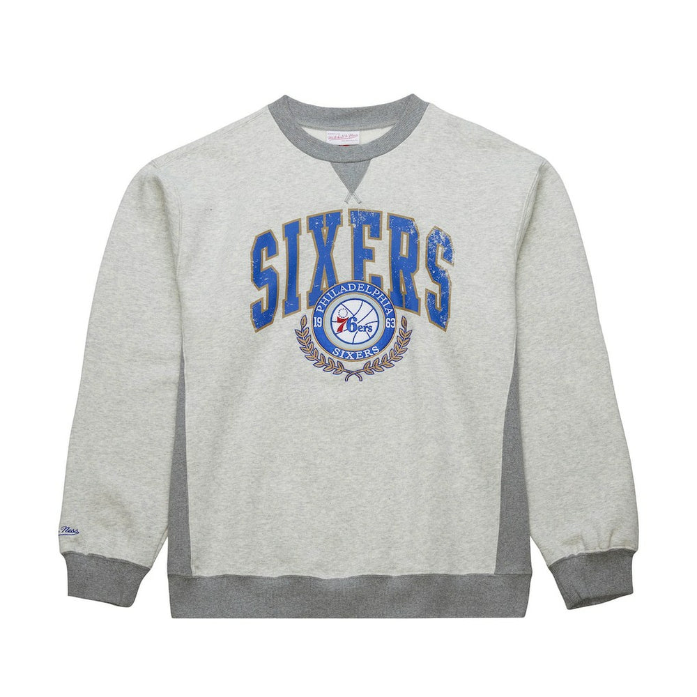 Philadelphia 76ers Vintage Logo Pullover Sweatshirt - Heather Gray | Mitchell & Ness outlet