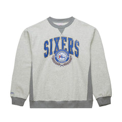 Philadelphia 76ers Vintage Logo Pullover Sweatshirt - Heather Gray | Mitchell & Ness outlet