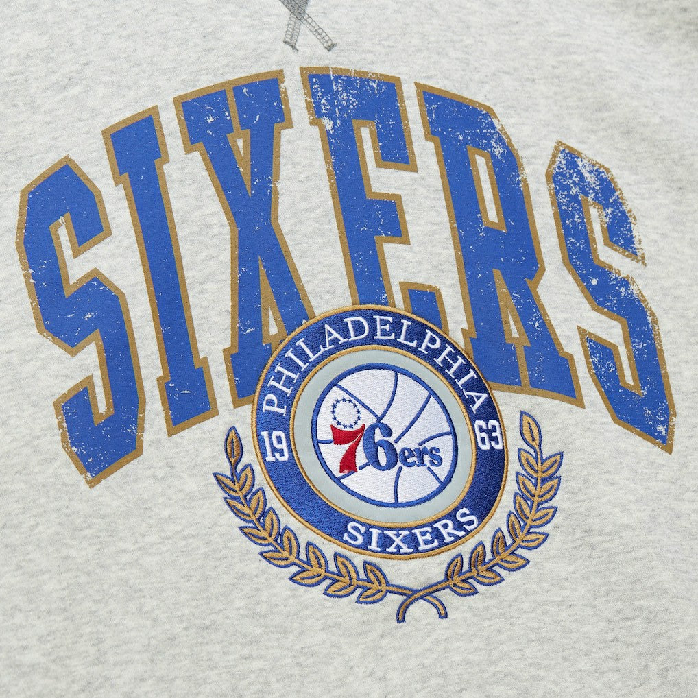 Philadelphia 76ers Vintage Logo Pullover Sweatshirt - Heather Gray | Mitchell & Ness outlet