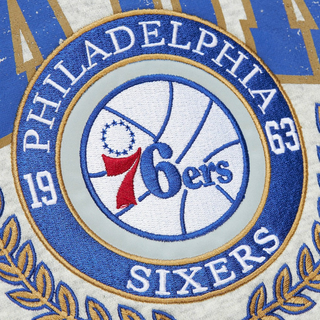 Philadelphia 76ers Vintage Logo Pullover Sweatshirt - Heather Gray | Mitchell & Ness outlet