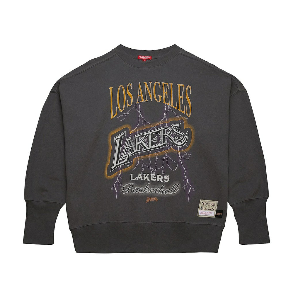 Los Angeles Lakers Women's Hardwood Classics Lightweight Pullover Sweatshirt - Charcoal | Mitchell & Ness online