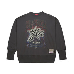 Philadelphia 76ers Women's Hardwood Classics Lightweight Pullover Sweatshirt - Charcoal | Mitchell & Ness online