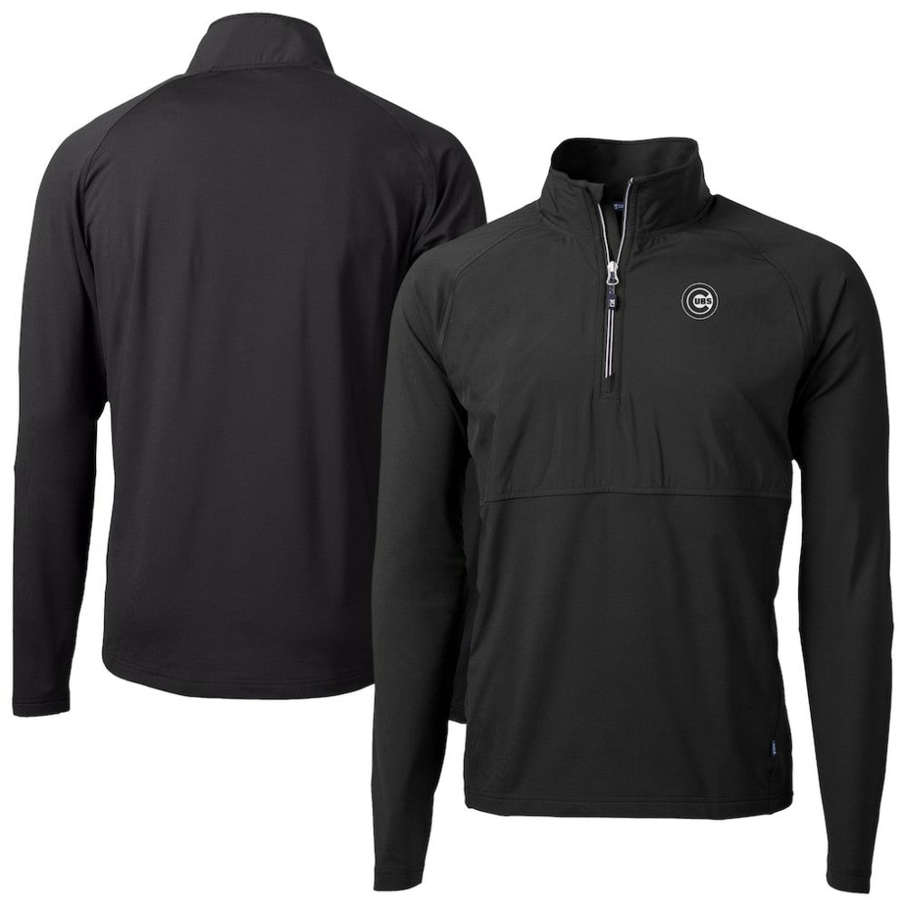 Chicago Cubs Cutter & Buck Adapt Eco Hybrid Raglan DryTec Quarter-Zip Jacket - Black