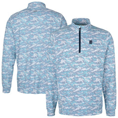 Detroit Tigers Cutter & Buck Traverse Eco Camo Tri-Blend DryTec Quarter-Zip Jacket - Light Blue