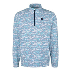 Detroit Tigers Cutter & Buck Traverse Eco Camo Tri-Blend DryTec Quarter-Zip Jacket - Light Blue