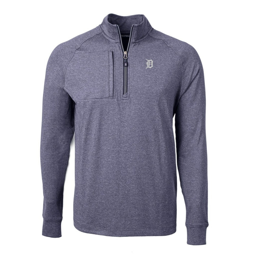 Detroit Tigers Cutter & Buck Adapt Eco Raglan Quarter-Zip Jacket - Heather Navy
