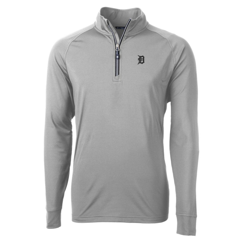 Detroit Tigers Cutter & Buck Adapt Eco Raglan Quarter-Zip Top - Gray