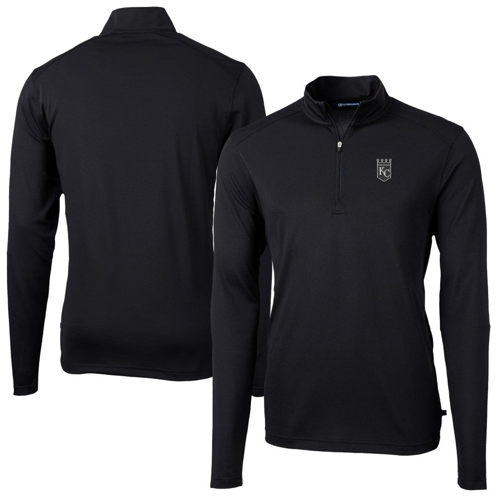 Kansas City Royals Cutter & Buck Virtue Eco Pique Quarter-Zip Jacket - Black