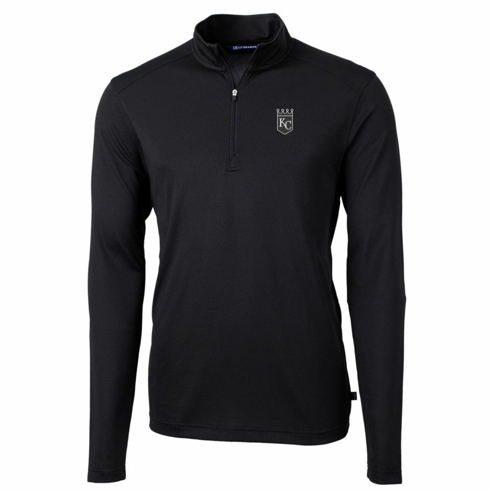 Kansas City Royals Cutter & Buck Virtue Eco Pique Quarter-Zip Jacket - Black