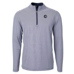Chicago Cubs Cutter & Buck Virtue Eco Pique Micro Stripe Quarter-Zip Jacket - Navy