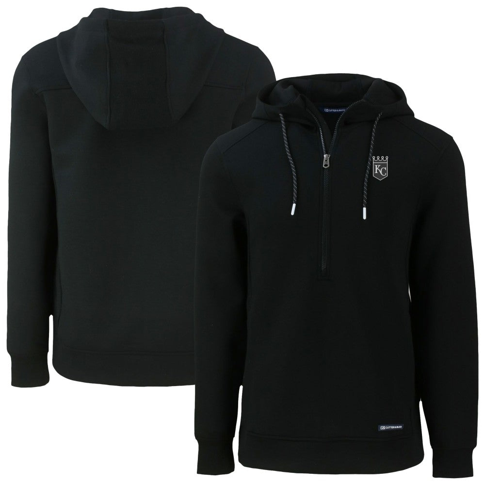 Kansas City Royals Cutter & Buck Roam Eco Recycled Half-Zip Pullover Hoodie - Black