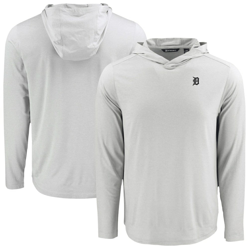 Detroit Tigers Cutter & Buck Coastline Epic Comfort Eco Recycled Long Sleeve Hoodie T-Shirt - Gray