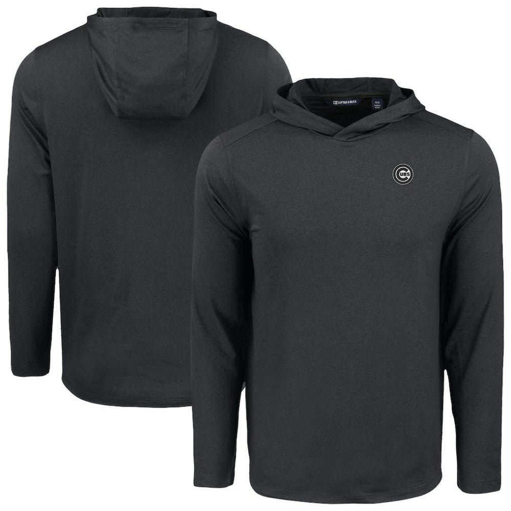 Chicago Cubs Cutter & Buck Coastline Epic Comfort Eco Recycled Long Sleeve Hoodie T-Shirt - Black
