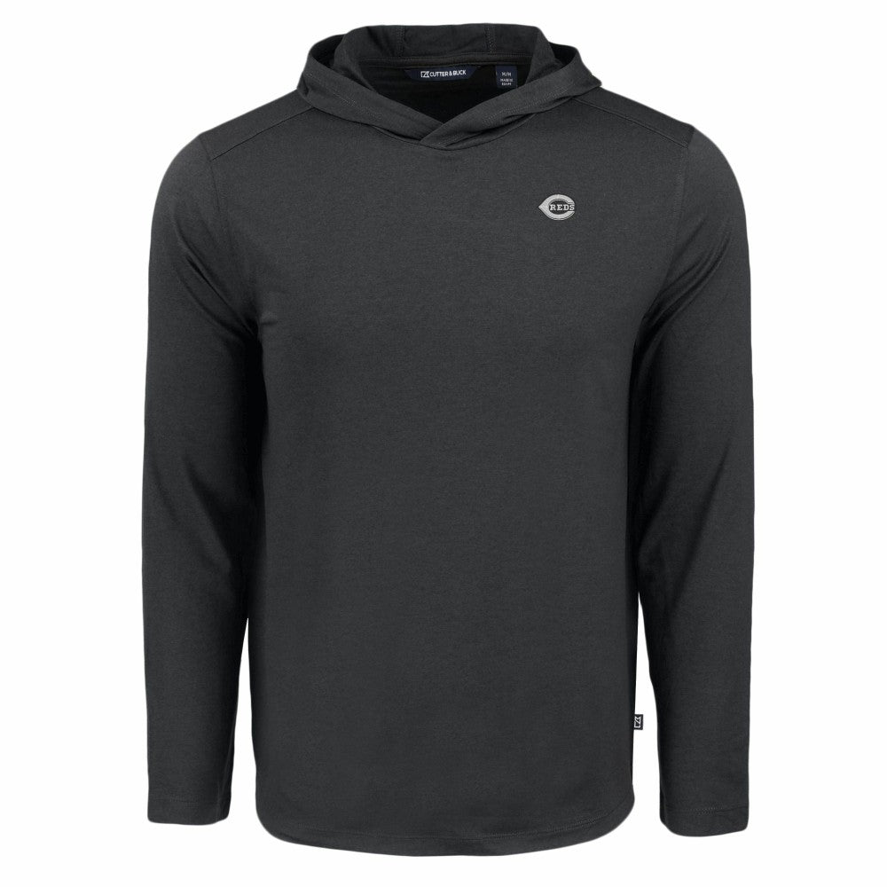 Cincinnati Reds Cutter & Buck Coastline Epic Comfort Eco Recycled Long Sleeve Hoodie T-Shirt - Black