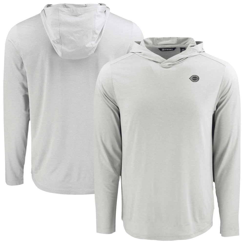 Cincinnati Reds Cutter & Buck Coastline Epic Comfort Eco Recycled Long Sleeve Hoodie T-Shirt - Gray