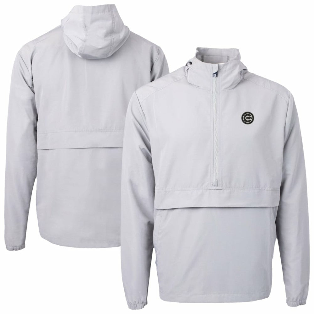 Chicago Cubs Cutter & Buck Charter Eco Recycled Anorak Half-Zip Hoodie Jacket - Gray