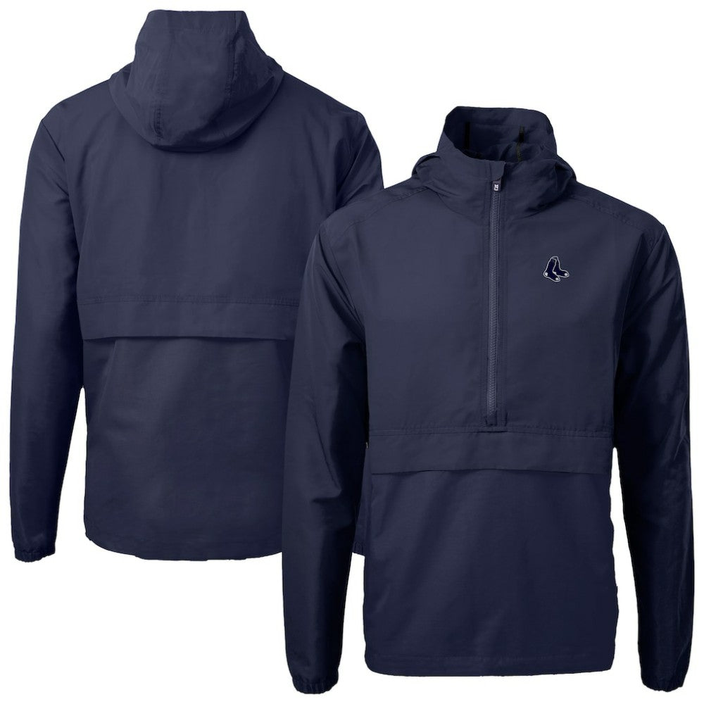 Boston Red Sox Cutter & Buck Charter Eco Recycled Anorak Half-Zip Hoodie Jacket - Navy