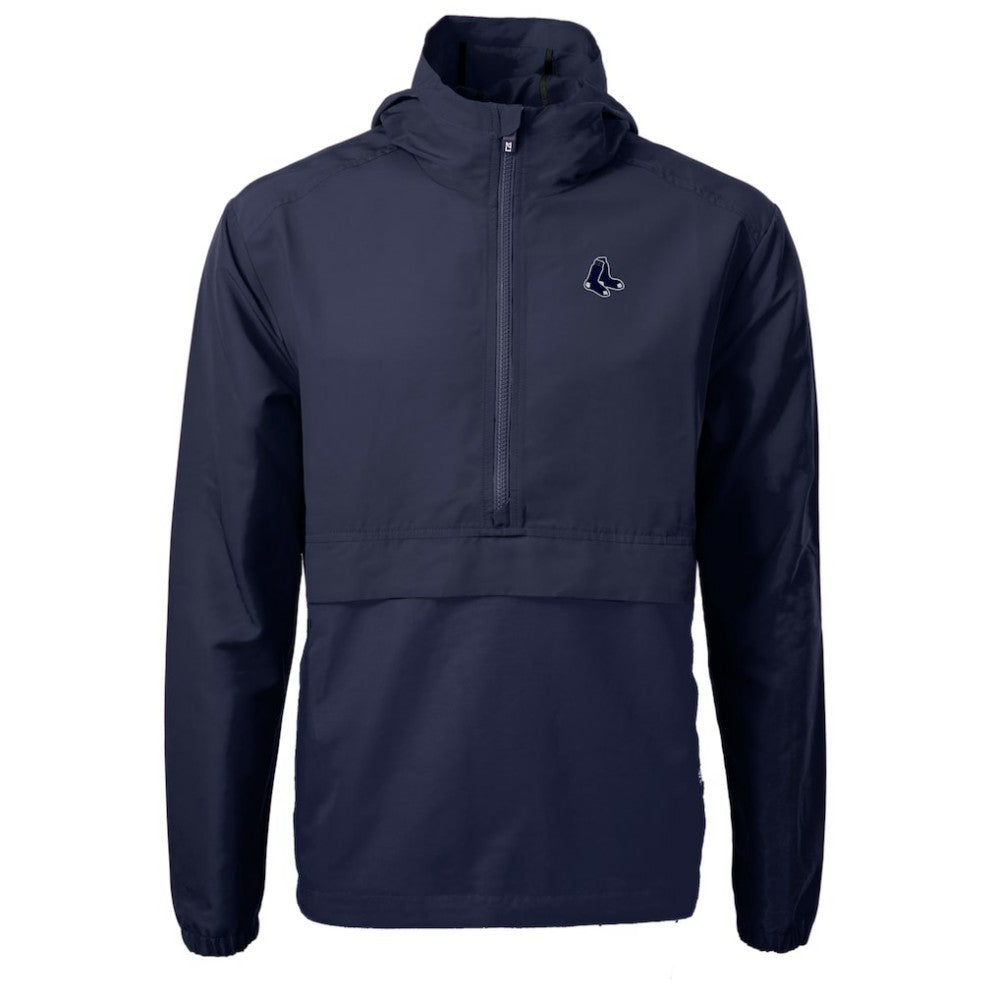 Boston Red Sox Cutter & Buck Charter Eco Recycled Anorak Half-Zip Hoodie Jacket - Navy