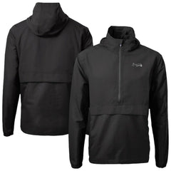 Atlanta Braves Cutter & Buck Charter Eco Recycled Anorak Half-Zip Hoodie Jacket - Black