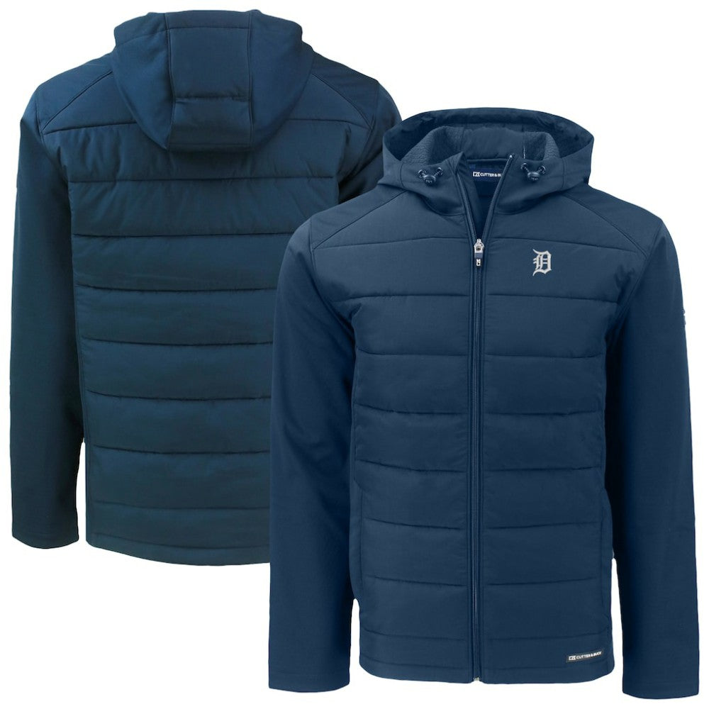 Detroit Tigers Cutter & Buck Evoke Hybrid Eco Softshell Recycled Full-Zip Jacket - Navy