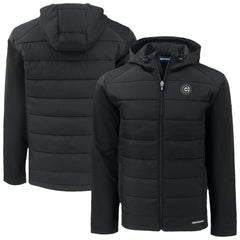 Chicago Cubs Cutter & Buck Evoke Hybrid Eco Softshell Recycled Full-Zip Jacket - Black
