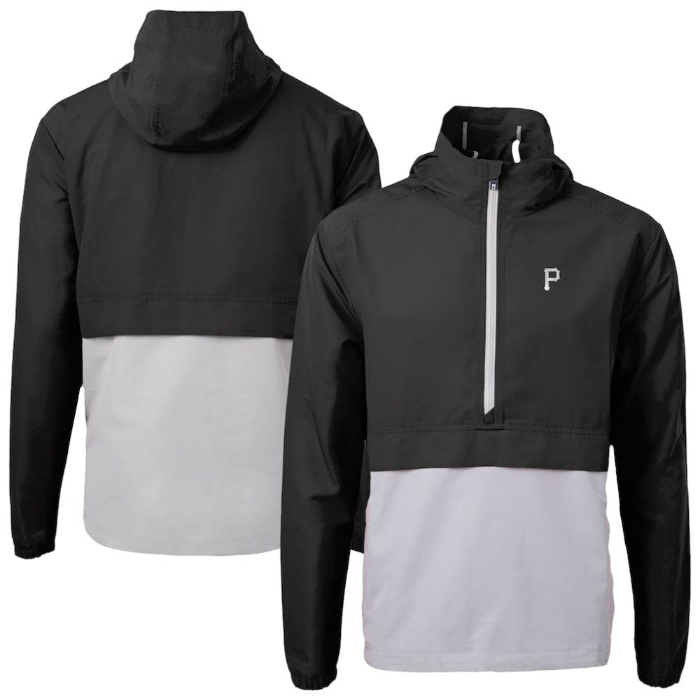 Pittsburgh Pirates Cutter & Buck Charter Eco Recycled Anorak Half-Zip Hoodie Jacket - Black