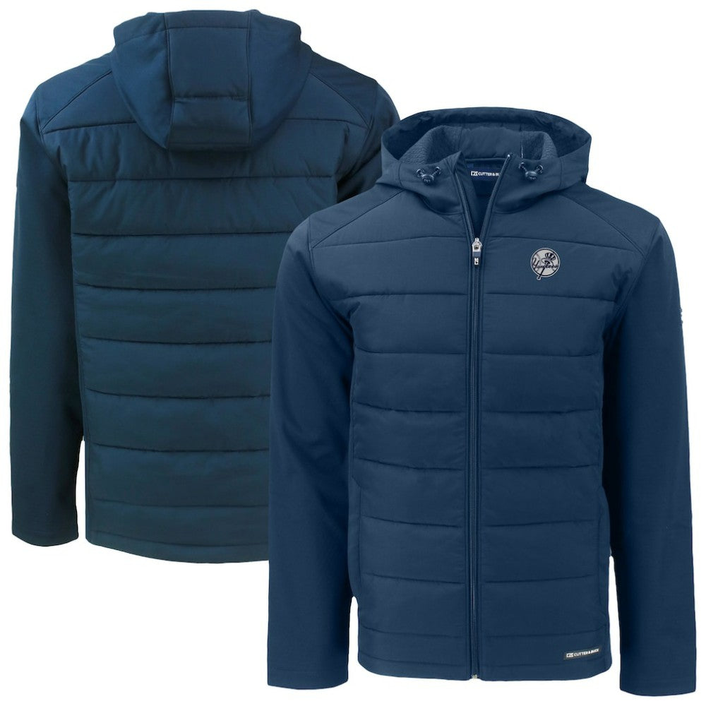 New York Yankees Cutter & Buck Evoke Hybrid Eco Softshell Recycled Full-Zip Hooded Jacket - Navy