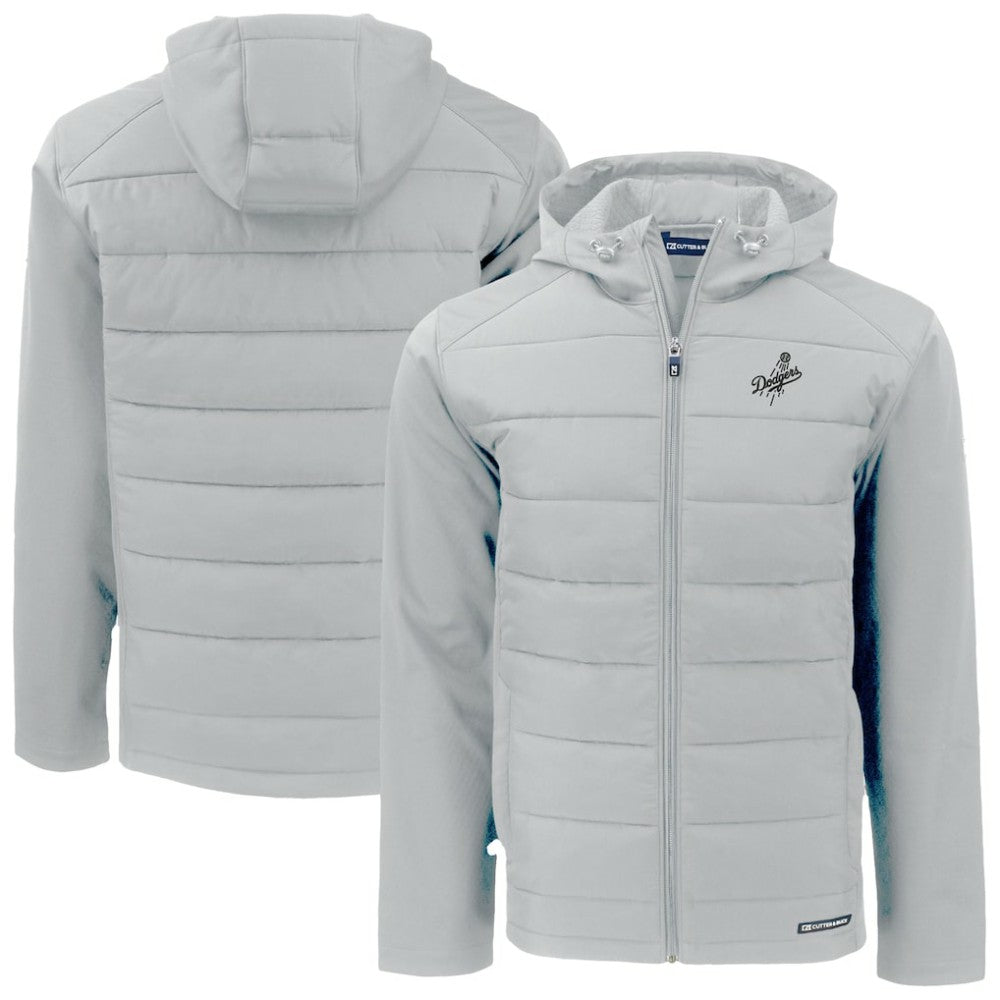 Los Angeles Dodgers Cutter & Buck Evoke Hybrid Eco Softshell Recycled Full-Zip Hooded Jacket - Gray
