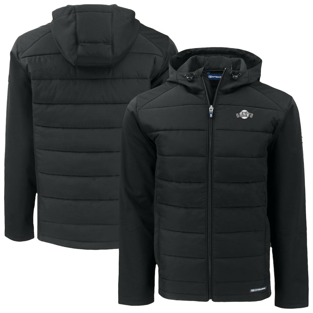 San Francisco Giants Cutter & Buck Evoke Hybrid Eco Softshell Recycled Full-Zip Hooded Jacket - Black