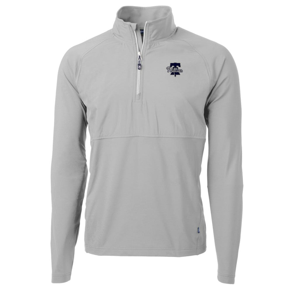Philadelphia Phillies Cutter & Buck Adapt Eco Hybrid Raglan DryTec Quarter-Zip Jacket - Gray