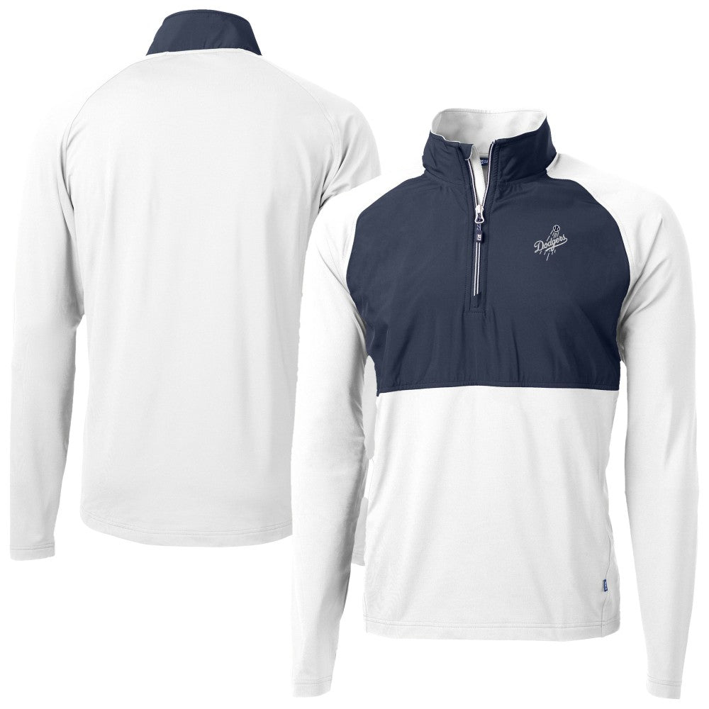 Los Angeles Dodgers Cutter & Buck Adapt Eco Hybrid Raglan DryTec Quarter-Zip Jacket - White