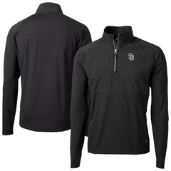 San Diego Padres Cutter & Buck Adapt Eco Hybrid Raglan DryTec Quarter-Zip Jacket - Black