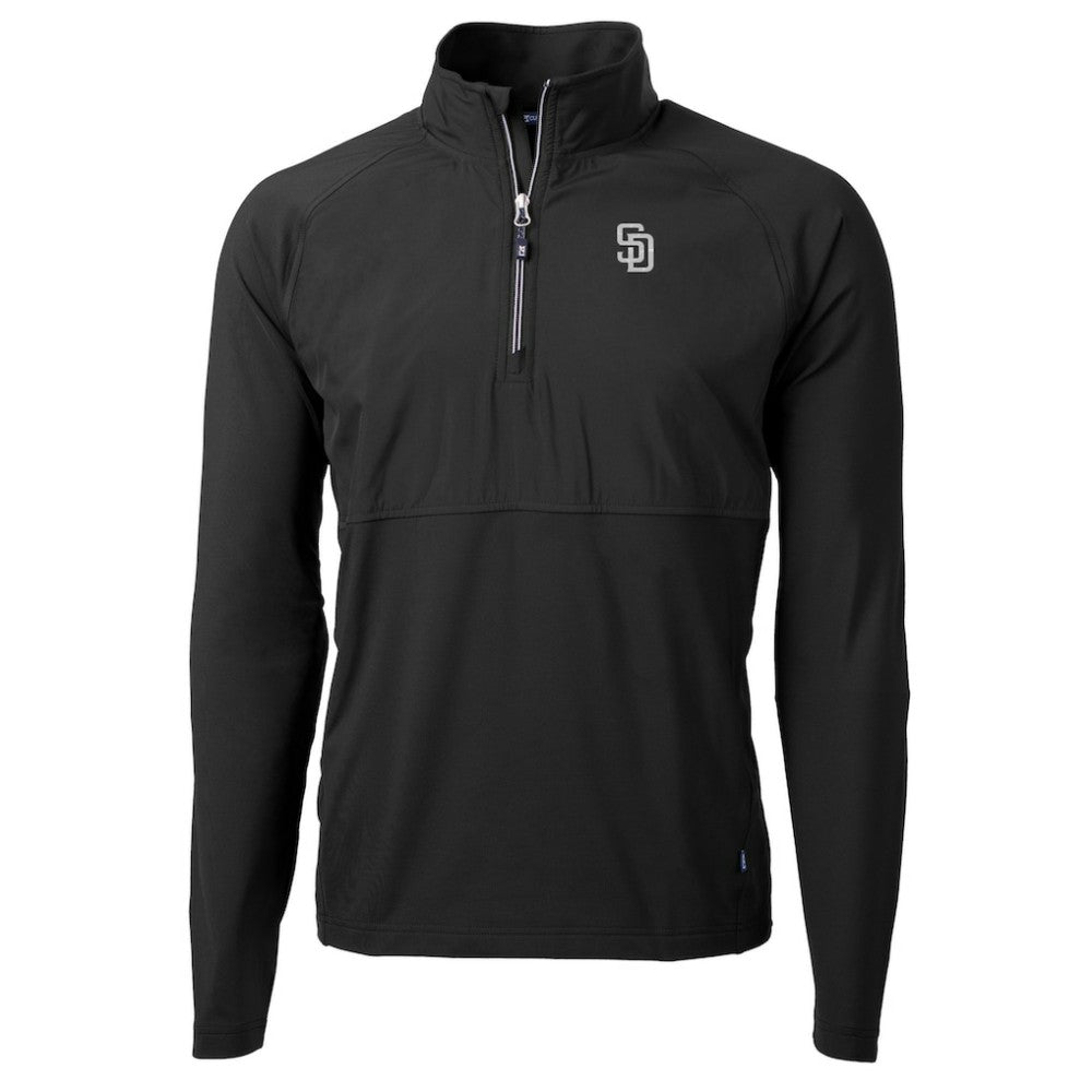 San Diego Padres Cutter & Buck Adapt Eco Hybrid Raglan DryTec Quarter-Zip Jacket - Black