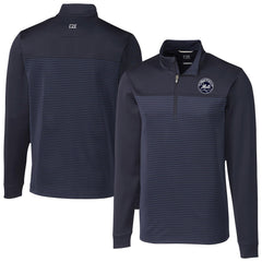 New York Mets Cutter & Buck Traverse Eco Stripe Tri-Blend DryTec Quarter-Zip Jacket - Navy