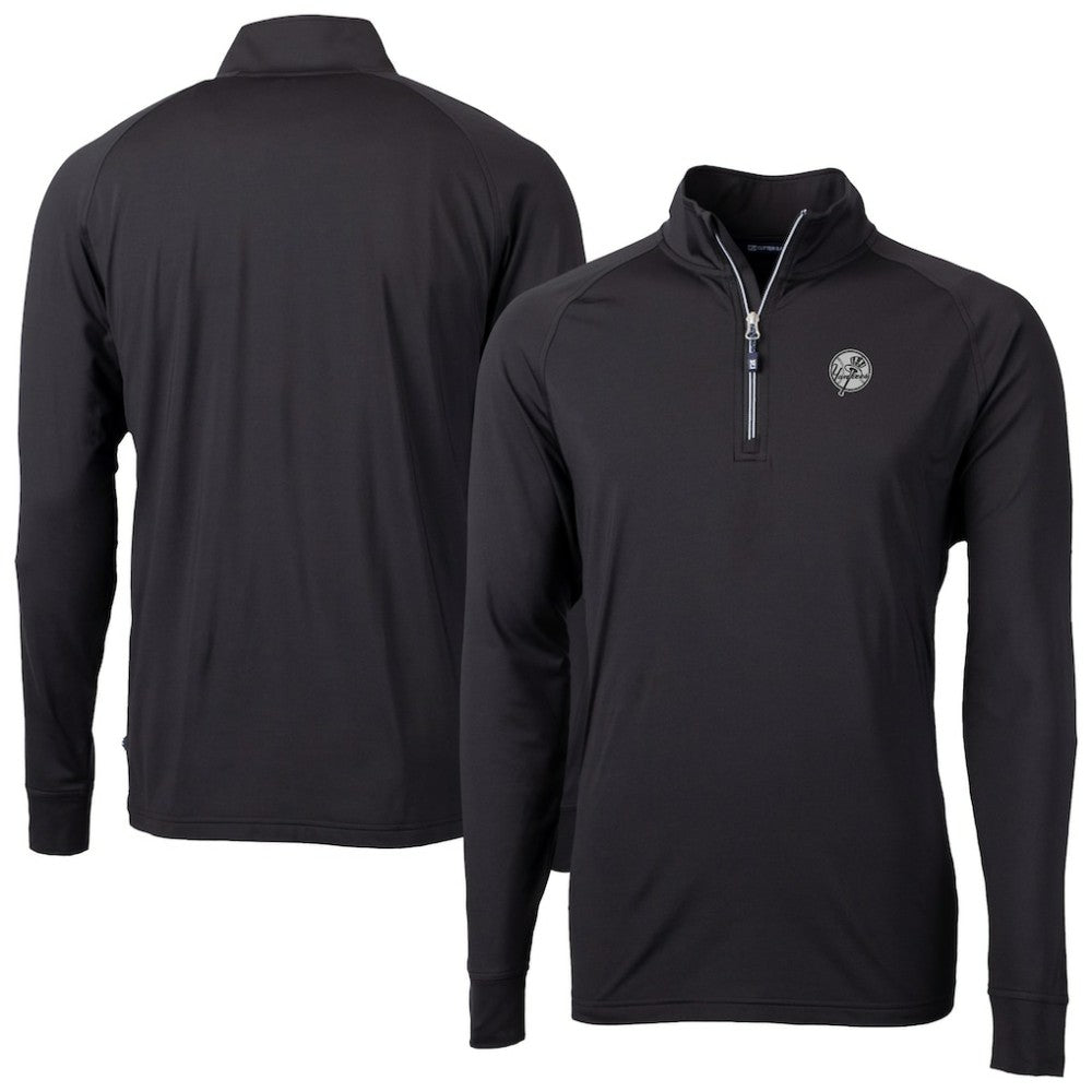 New York Yankees Cutter & Buck Adapt Eco Raglan Quarter-Zip Jacket - Black