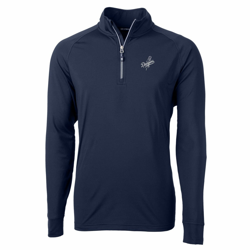 Los Angeles Dodgers Cutter & Buck Adapt Eco Raglan Quarter-Zip Jacket - Navy