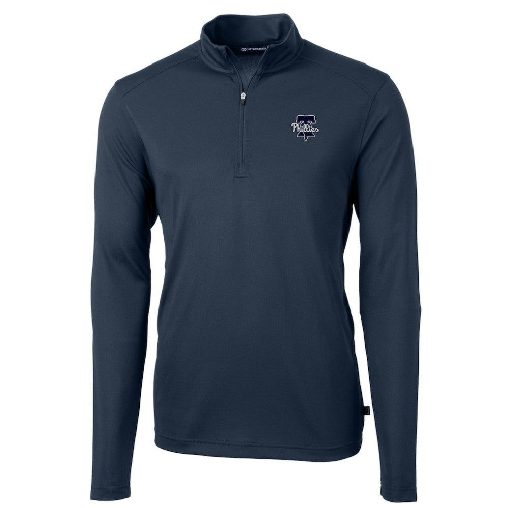 Philadelphia Phillies Cutter & Buck Virtue Eco Pique Quarter-Zip Jacket - Navy