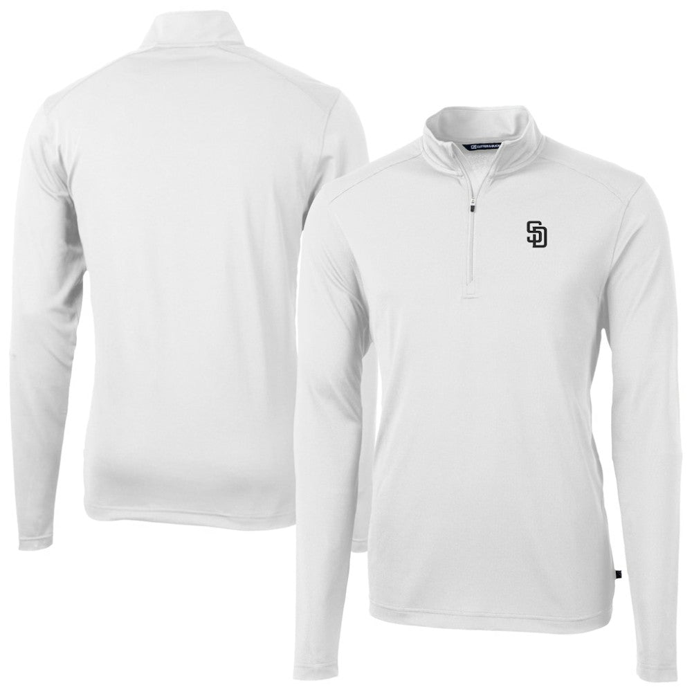 San Diego Padres Cutter & Buck Virtue Eco Pique Quarter-Zip Jacket - White