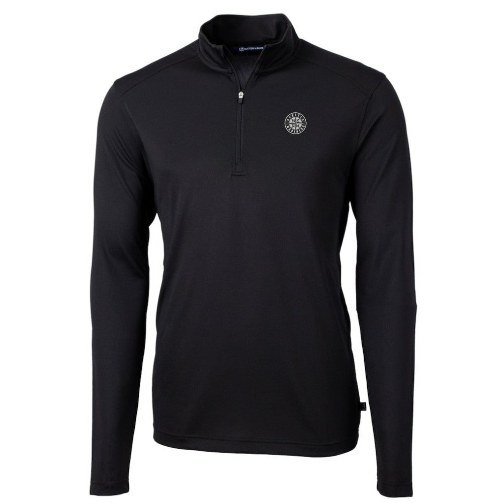 Seattle Mariners Cutter & Buck Virtue Eco Pique Quarter-Zip Jacket - Black