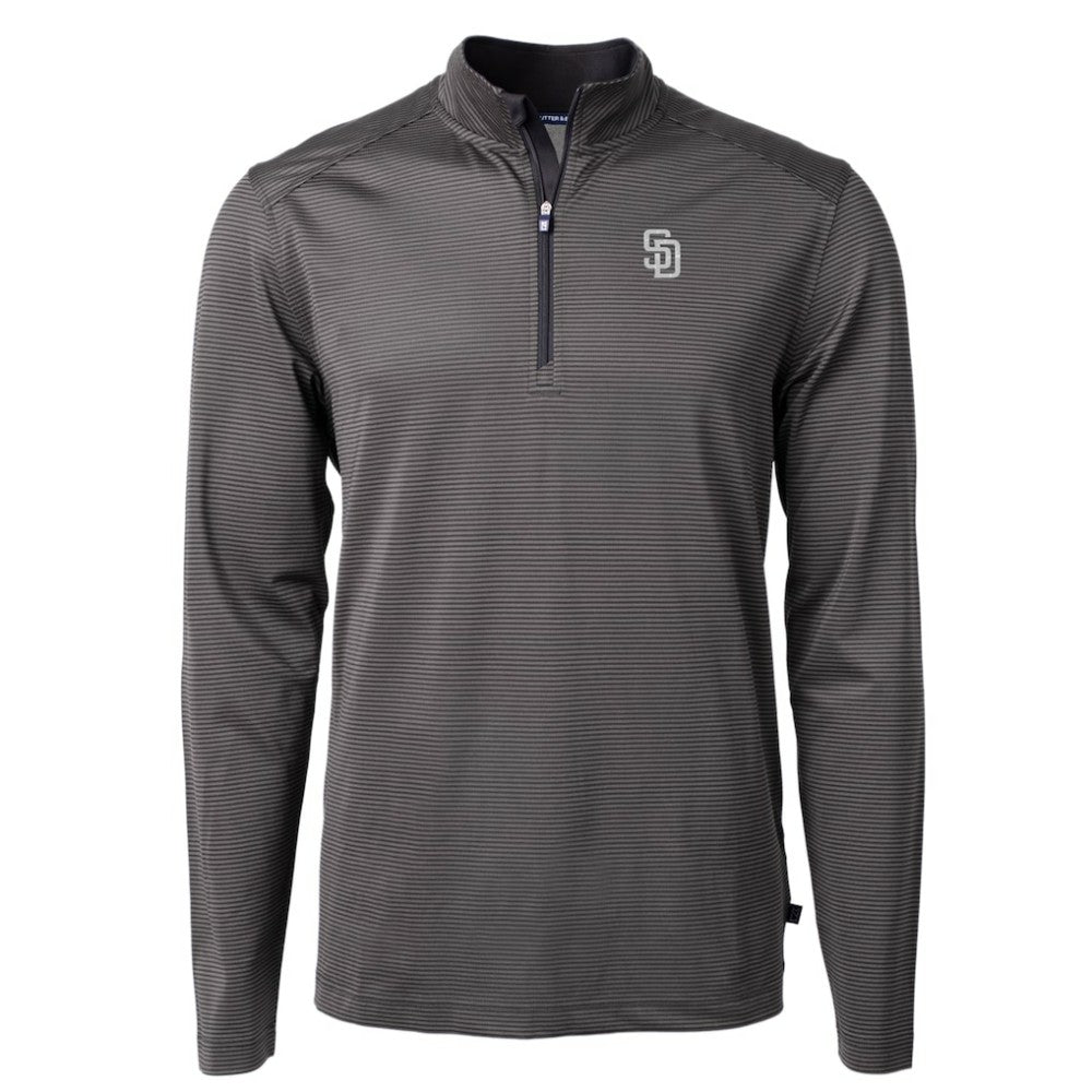 San Diego Padres Cutter & Buck Virtue Eco Pique Micro Stripe Quarter-Zip Jacket - Black