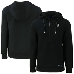 San Diego Padres Cutter & Buck Roam Eco Recycled Tri-Blend Half-Zip Hoodie - Black