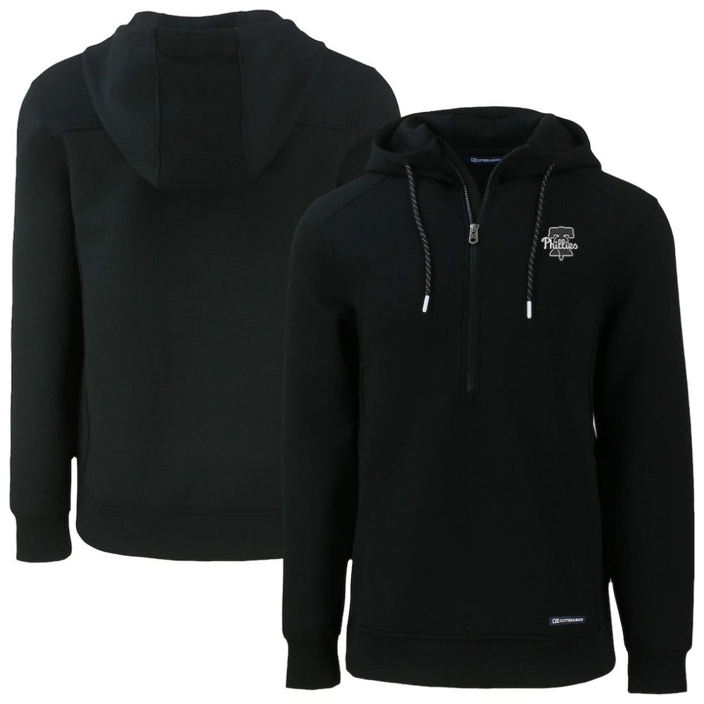 Philadelphia Phillies Cutter & Buck Roam Eco Recycled Tri-Blend Half-Zip Hoodie - Black