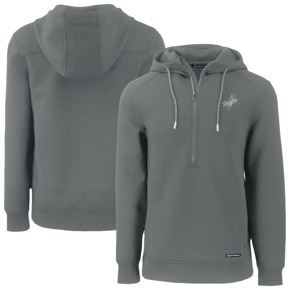 Los Angeles Dodgers Cutter & Buck Roam Eco Recycled Tri-Blend Half-Zip Hoodie - Gray