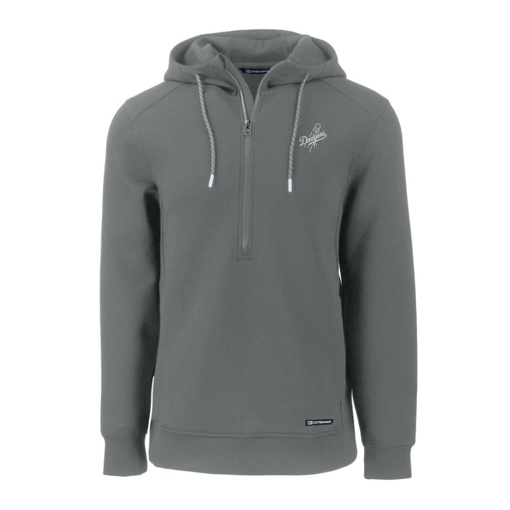 Los Angeles Dodgers Cutter & Buck Roam Eco Recycled Tri-Blend Half-Zip Hoodie - Gray