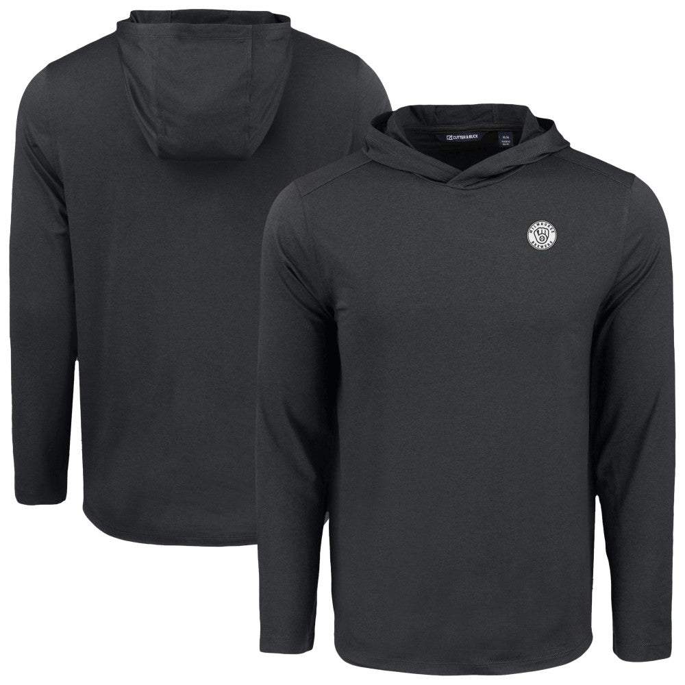 Milwaukee Brewers Cutter & Buck Coastline Epic Comfort Eco Recycled Hoodie T-Shirt - Black