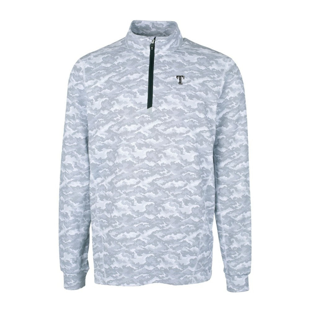 Texas Rangers Cutter & Buck Traverse Eco Camo Tri-Blend DryTec Quarter-Zip Top - Charcoal
