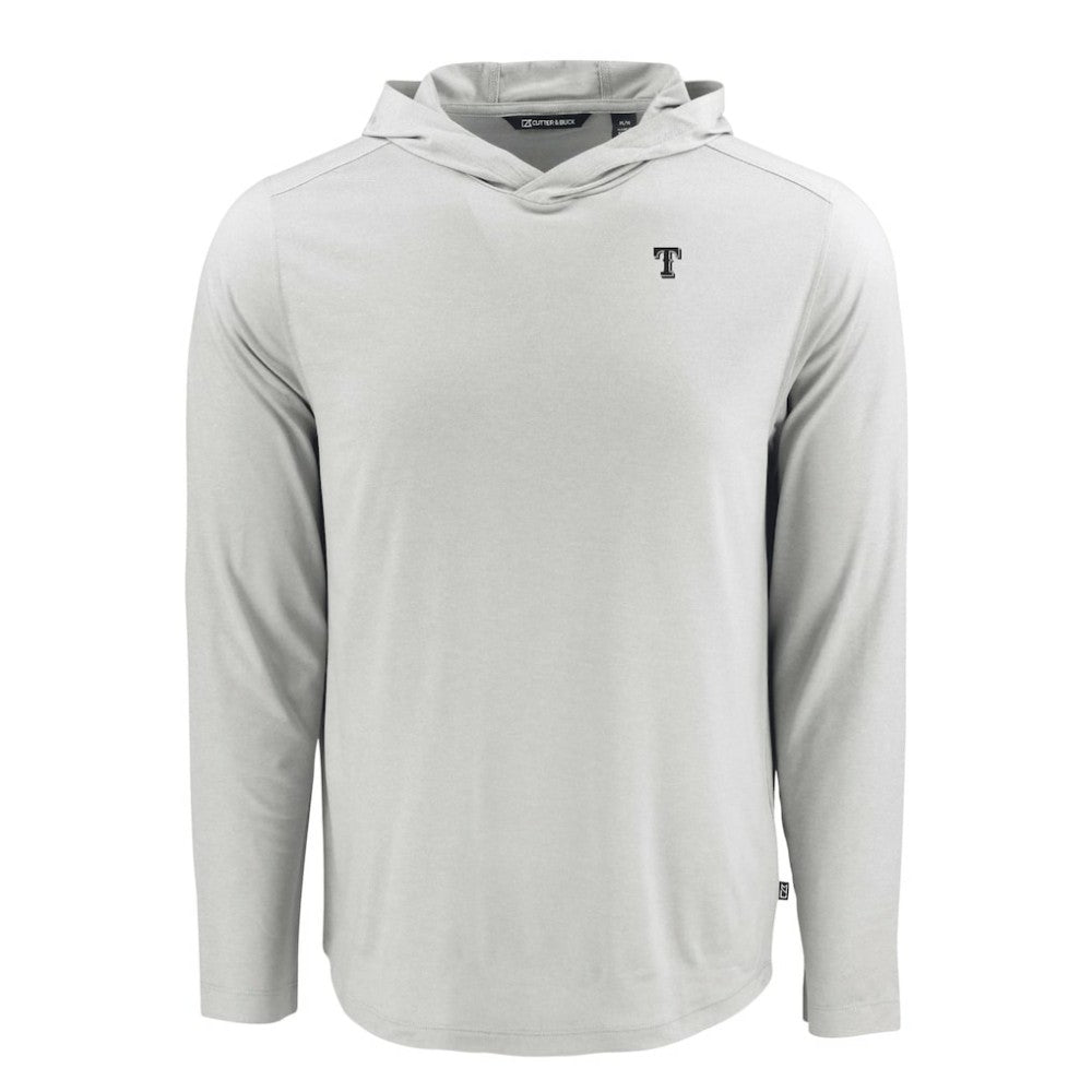 Texas Rangers Cutter & Buck Coastline Epic Comfort Eco Recycled Long Sleeve Hoodie T-Shirt - Gray