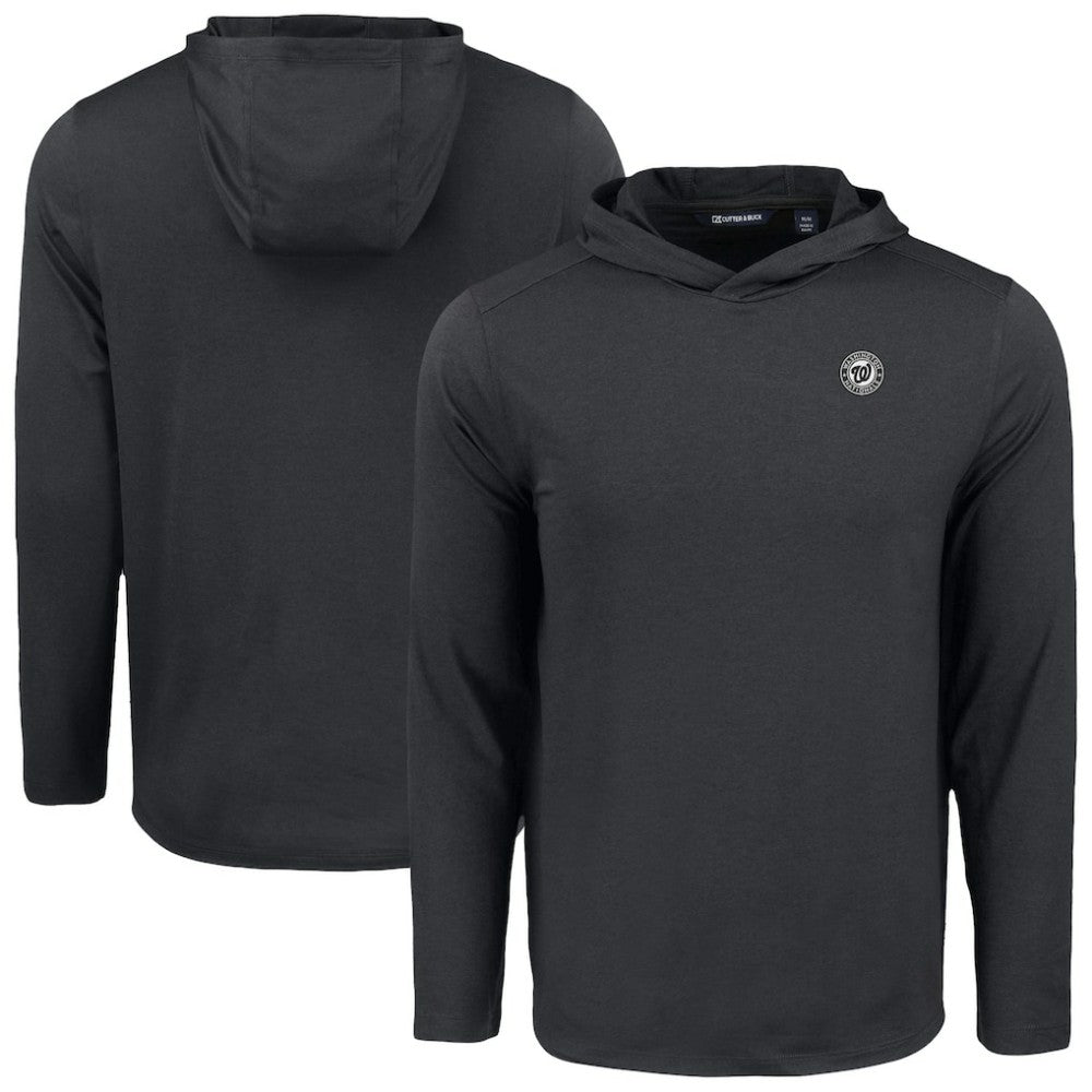 Washington Nationals Cutter & Buck Coastline Epic Comfort Eco Recycled Long Sleeve Hoodie T-Shirt - Black